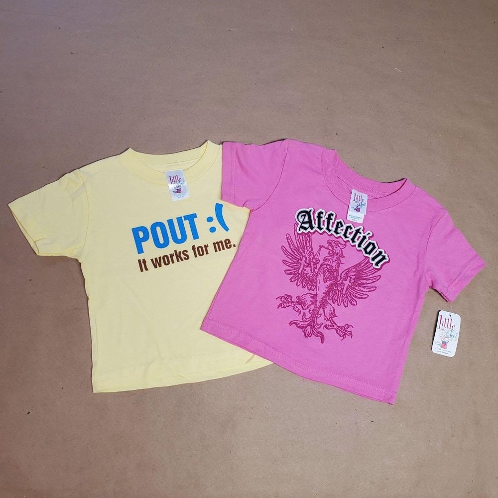 Little Teez T-Shirts 2 Pack Size 2T Pink/Yellow